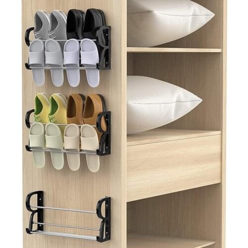 NHBR 3Pcs Wall Mounted Shoes Rack 3Pack with Sticky Hanging Mounts Shoes Holder Storage Organizer Shelf Door Shoe Hangers