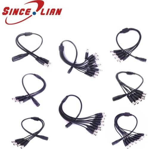 Connector Banana audio Jack DC Plug 2pcs Power Splitter Adapter 1 female to 2/3/4/5/6/8/9/10 Male DC Cable