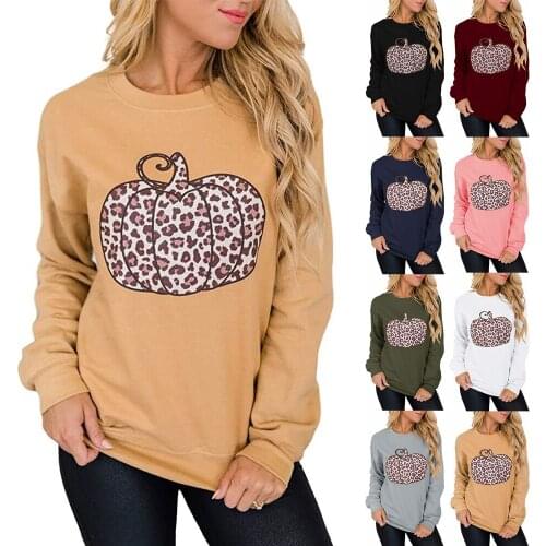 Halloween Pumpkin Pattern Printed Crewneck Sweatshirt Long Sleeved Hoodies Casual Wine Red Autumn Winter Pullover Women 2021
