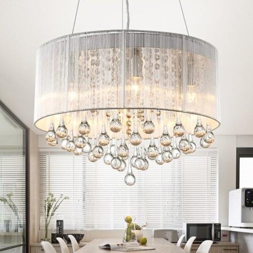 Fabrics crystal modern pendant lights bedroom dining room decor lamp LED living room warm pendant lamps light fixture mx11091521