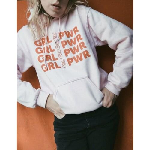 GRL PWR Victory Girl Power Hoodies women sweatshirt harajuku pink clothing Streetwear Pullovers Regular jumper outfits