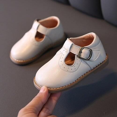 Toddler 2021 Spring Infant Shoes For Girl Genuine Leather Soft Comfortable Round Toe Buckle Flat Baby Princess leather Shoes