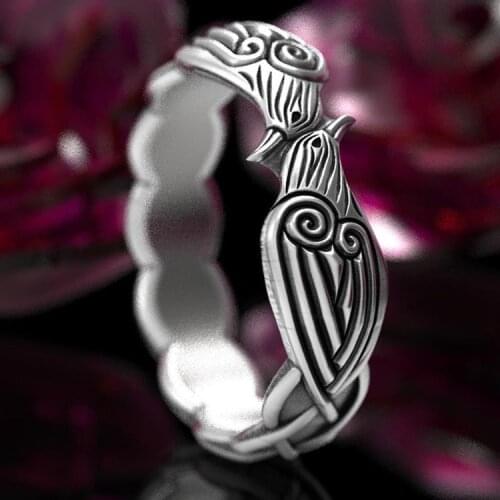 Vintage Ring Silver Color Engagement Wedding Band Ring for Women Men Amulet Party Jewelry