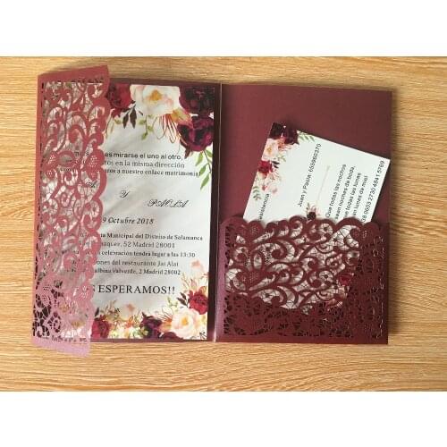 All Colors Lace Tri-fold flower Pocket Customized Wholesale Greeting Cards Birthday/Wedding/Party Invitation Greeting Cards