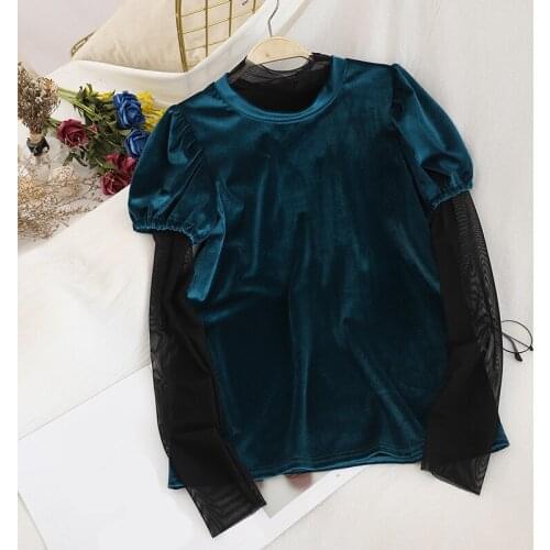 Vintage Turtleneck Women T Shirt Spring Cute Puff Sleeve Long Sleeve Female Tops Suit Black Lace Tops Korean Ladies TShirt