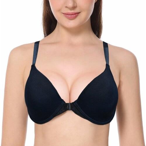 YANDW Lady Fashion Women Bra Big Breast Front Closure Sexy Lace Y-line Bralette Everyday Thin Push Up Lingerie 32-44 A B C D DD