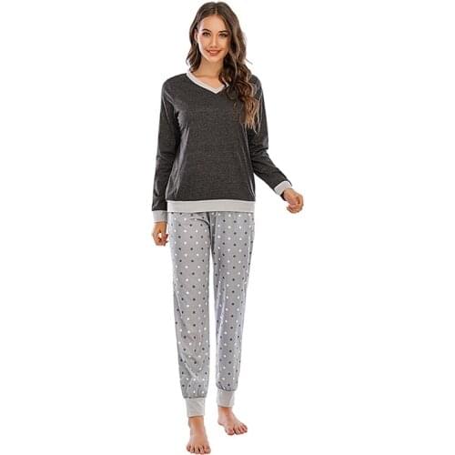 Ladies Long-sleeved Shirt Wave Point Pant Pajamas Set Women Spring Autumn Sleapwear Pajama Suit