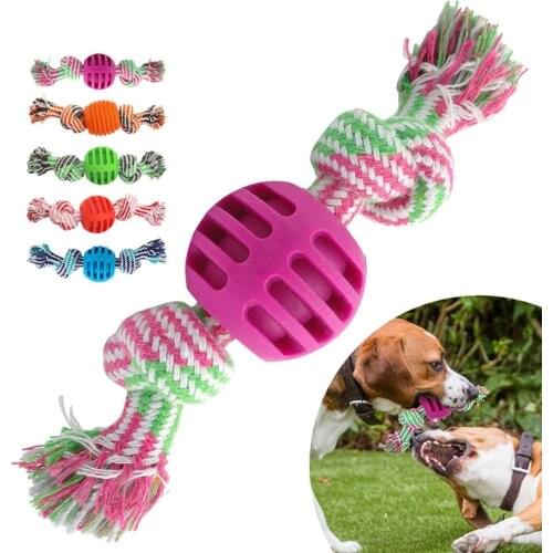 1 Pcs Pets Dogs Pet Supplies Pet Dog Puppy Cotton Chew Knot Toy Durable Braided Bone Rope With Ball Funny Dog Toy Tool
