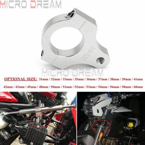 1pcs Universal Motorcycle Aluminium Steering Damper Fork Frame Mounting Clamp Bracket 35 41 48 50 51 52 53 54 56 58 60mm Silver