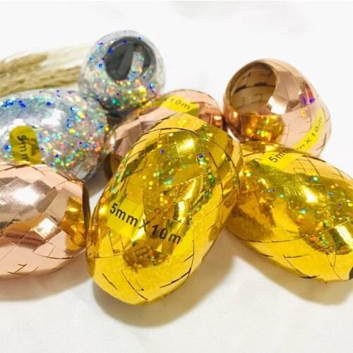 10Meters 6Pcs Balloon Small Ribbon Diy Rose Gold Laser Tapes Tied Birthday Wedding Decoration Party Supplies Ribbons for Crafts