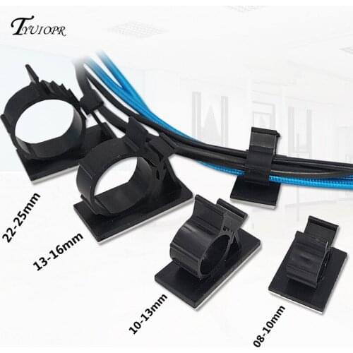10pcs 0810/1013/1316/2225mm Cable Clips Adhesive Cord Management Wire Holder Organizer Clamp Fasteners