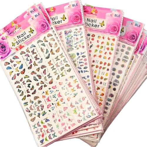 12pcs in 1 sheet Water Nail Art Sticker Nails Cartoon/Flowers Mixed Design Decals For Nail Decorations Water Slide Stickers BZY