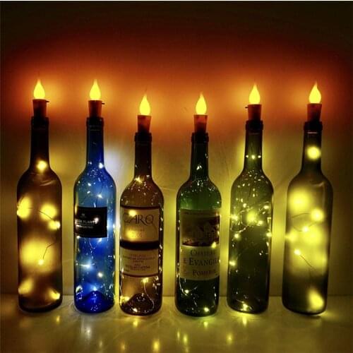 20LED Candle Wine Bottle Cork Light With 2M Copper Wire Fairy String Light Garland Candle Flame Starry Fairy Light