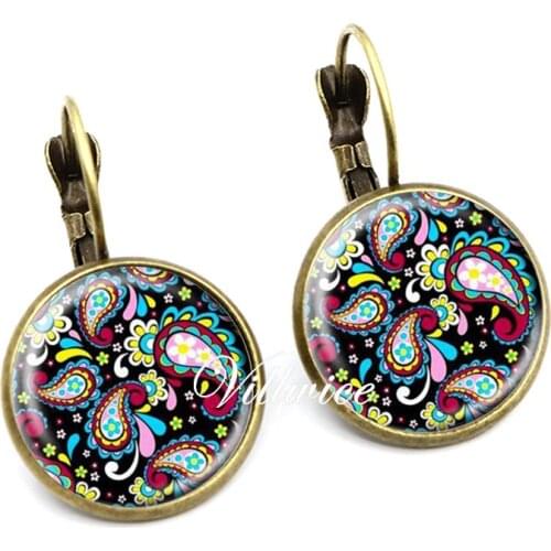 2020 Vintage colorful flower earring jewelry pendant necklace Mandala earrings Femme Bijoux earrings friend Om gifts