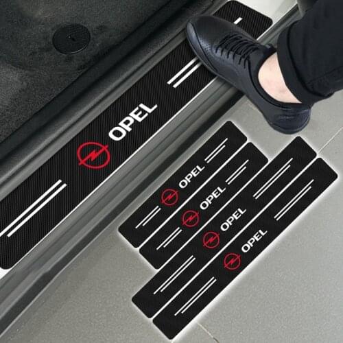 4pcs Carbon Fiber Decal Car Door Sill Protector Sticker For Opel Astra H G J Insignia Mokka Zafira Corsa Vectra C D Car Styling