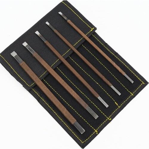 5 Pcs/set Stone Carving Knife Tool Set Manganese Steel Flat and Oblique Knife Woodworking Hand Tools for Carving Enthusiasts