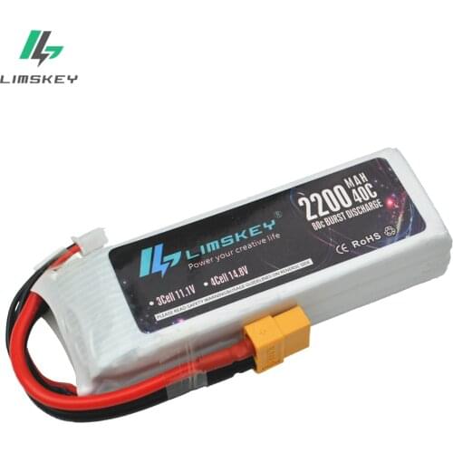 Limskey Lipo Battery 11.1V 2200mAh 40C for RC Trex 450 Fixed-wing Helicopter Quadcopter Airplane Car Lipo 3s Bateria