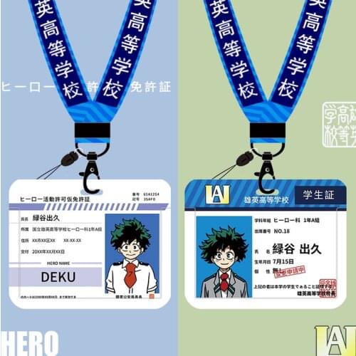 Anime My Hero Academia Chest Card Cosplay Costumes Props Student Campus Cutting Ferrule Card Set Necklace