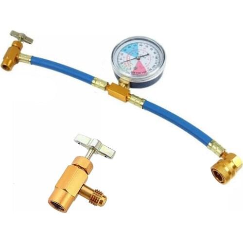 R134A Car Air Conditioning Refrigerant Charging Hose Kit With Pressure Gauge Air Conditioner Tools