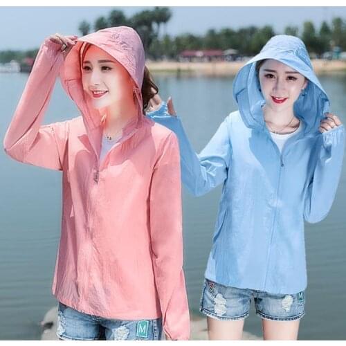Big Sunscreen Anti Uv400 Jacket Womens Windbreaker Spring Autumn Fashion Jacket Hoodie Casual Female Thin Sun Protective Coat