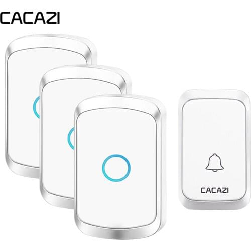 CACAZI Intelligent Wireless Doorbell 300M Remote 1 Button 3 Receiver Waterproof Wireless LED Light Home Call Door Bell Chime