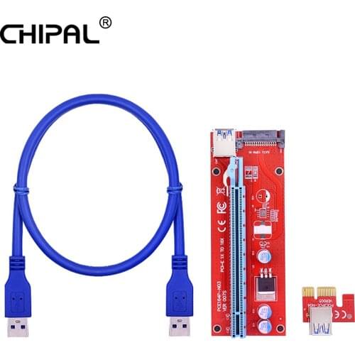 CHIPAL VER007S PCI-E Riser Card 007S PCI E PCIE 1X to 16X Extender 15Pin SATA Power 100CM 60CM USB 3.0 Cable for Mining Miner