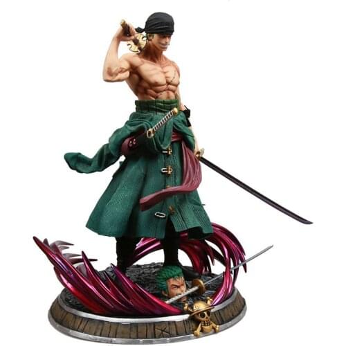 One Piece Roronoa Zoro Action Figure Three Knife Flow Two Heads Model Toys