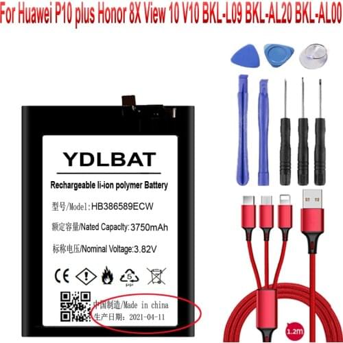 HB386589ECW Battery for Huawei Ascend P10 Plus Nova 3 4 L21 VKY-AL00 View 10 Lite V10/Honor 8X/Mate 20 lite +USB cable+toolkit