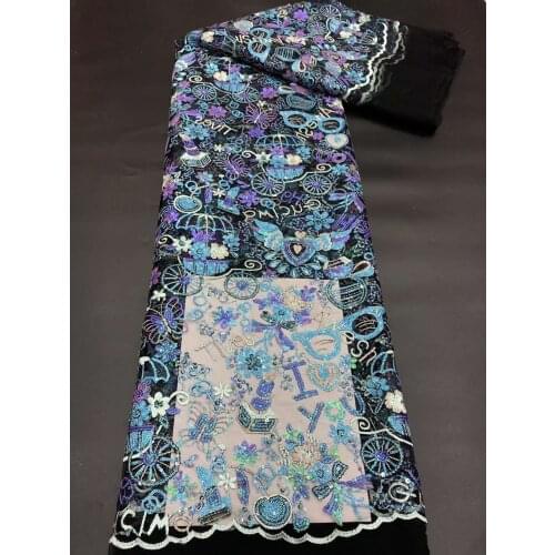 Cartoon Pictures Sequins Craft Lace Fabric Tulle Embroidery Sewing Designer DIY Colthes Evening Wedding Dress 5 Yards Wholesale