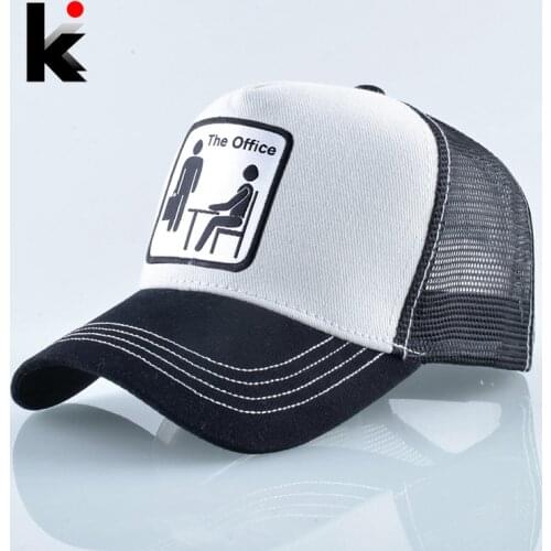 Trucker Caps Unisex Mesh Baseball Caps Men Women Outdoor Breathable Visor Hat Fashion Hip Hop Casquette The OFFICE Drake Bones
