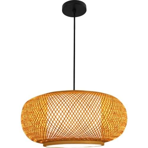 Chinese Bamboo Retro Hanging Light Fixtures Wicker Pendant Light Living Room Hotel Restaurant Aisle Hanging Lamp Decor