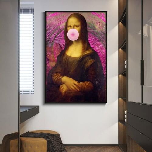 Classic Mona Lisa Pink Bubble Abstract Oil Painting on Canvas Posters and Prints Art Wall Pictures For Living Room Cuadros