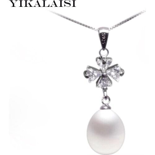YIKALAISI 2017 100% natural freshwater Pearl Pendant For Girl 925 sterling Silver jewelry genuine Natural Pearl Choker Necklace