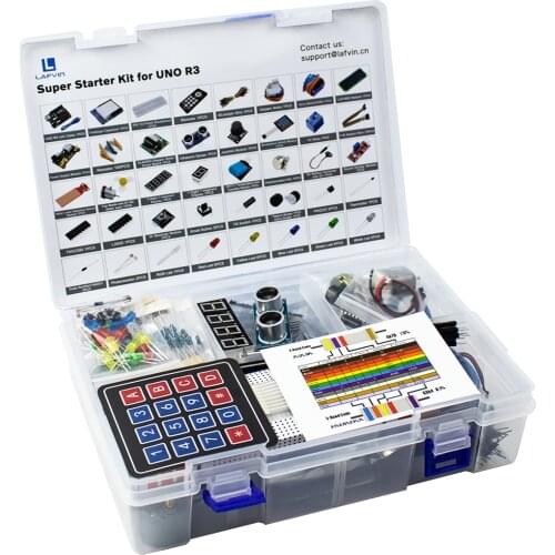LAFVIN Super Starter Kit for Arduino for UNO R3 include UNO R3 Board, LCD 1602 IIC, Power Supply, with CD Tutorial