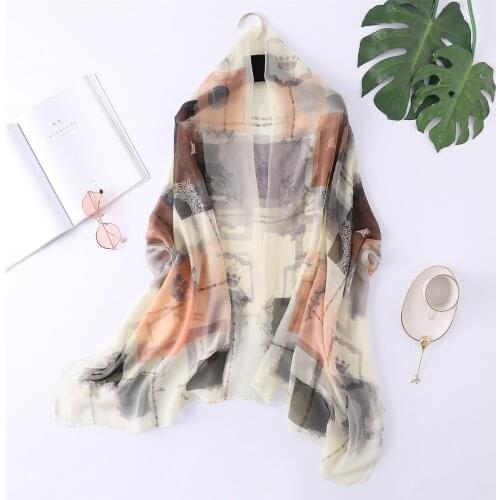 Silk Soft Yarn Summer Beach Towel Shawl Scarf Dual-use Gauze PatchPrinting