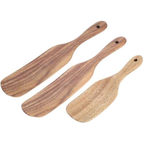 Teak Spatula Flat Shape Food Grade Wooden Cooking Spatula for Home Kitchen Cooking