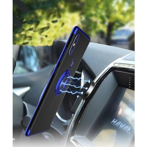 For xiaomi Mi 9 9T 8 SE Lite 6X A2 Mix 2s Redmi K20 Pro Note 8 Pro Soft Plating TPU Case Transparent Finger Ring Cover Bumper