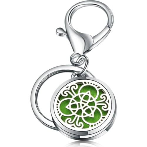 New Fashion Aromatherapy Box KeyChain Pendant Can Keep Fragrance For 2-3 Days Essential Oil Diffuser Box Stainless Steel KeyChai