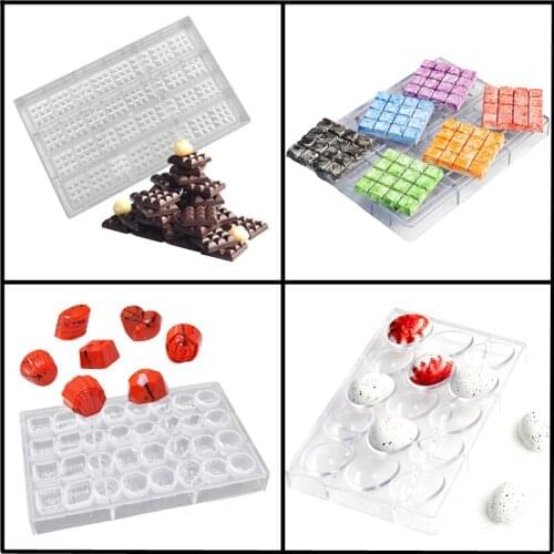 SHENHON 5 Types Candy Plastic Mould Polycarbonate Chocolate Mold Kitchen Bakeware Easter Eggs Confectionery Baking Tray