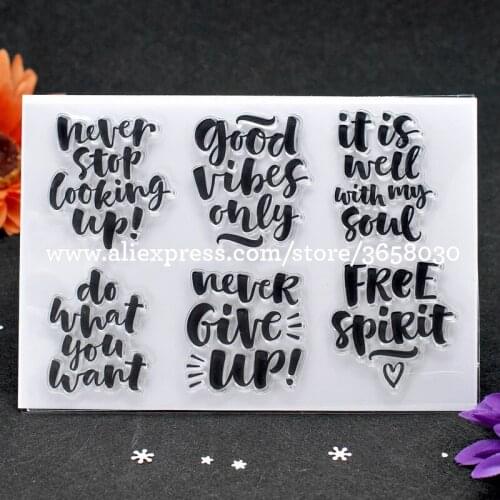 Lovely Words NEVER Give UP Scrapbook DIY photo cards account rubber stamp clear stamp transparent stamp 11x16cm 8072327