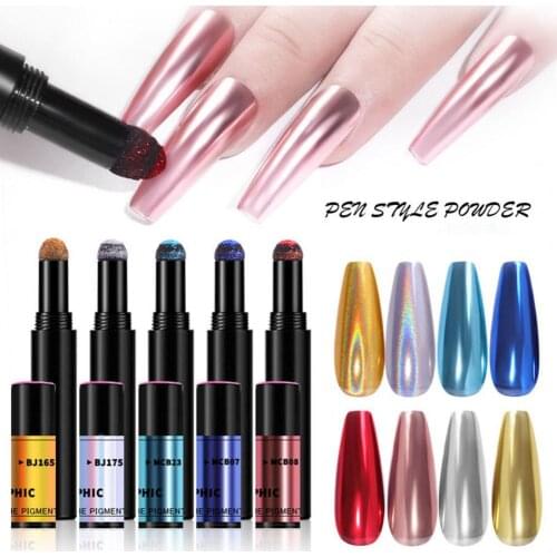 0.6g Nail Powder Pen Mirror Effect Long-Lasting ABS Beautifying Air Cushion Applicator Nail Art Tool
