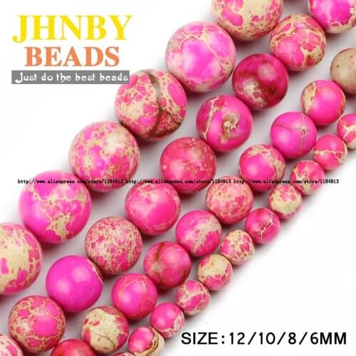 JHNBY Pink Emperor pine beads Natural Stone Rose Round Loose beads ball 6/8/10/12MM Jewelry bracelet making accessories DIY