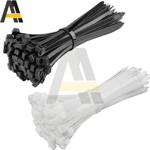 100pcs/bag 3.6*200m Self-Locking Nylon Wire Cable Zip Ties Cable Ties White Black Organiser Fasten Cable