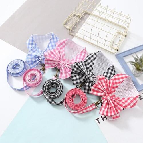 Pet Vest Leash Grids Pattern Anti-escape Mesh Dog Chest Strap Traction Leash Kit for Pet Training Cat Harness Traction Rope Set