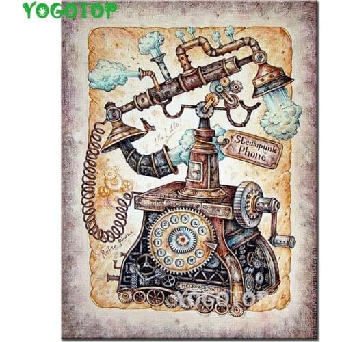 Steampunk phone Full Square round Drill 5D DIY Diamond Painting Telephone 3D Embroidery Cross Stitch Rhinestone Mosaic YY4559
