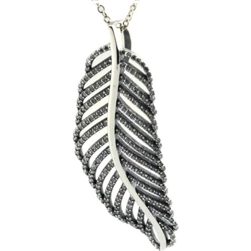 Light as a Feather Necklace Women 925 Sterling Silver Chain Necklaces Pendants Fashion Jewelry Collier Accesorios Mujer