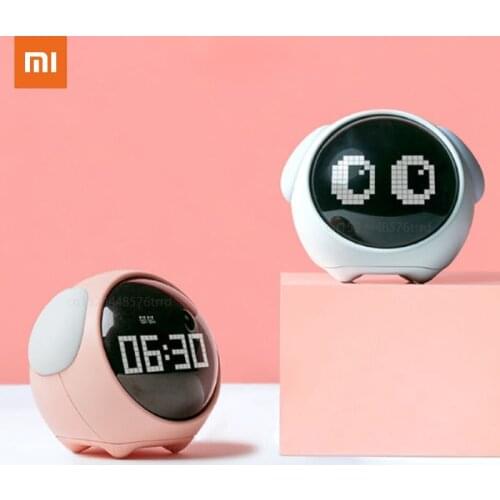 Xiaomi Cute Expression Alarm Clock Multi Function Digital LED Voice Controlled Light Bedside Thermometer Clock For Home