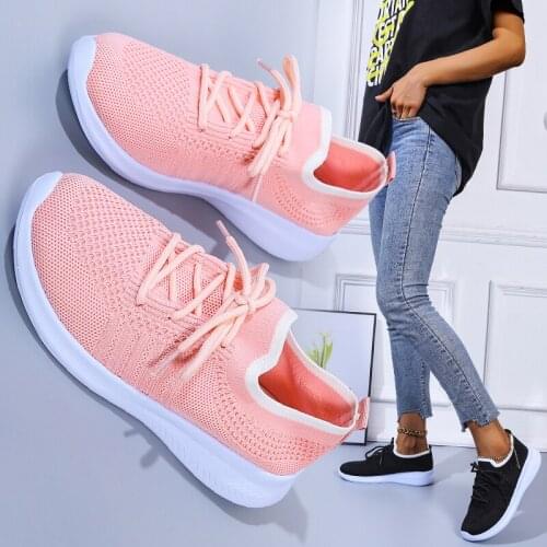 Ladies sports shoes casual ladies breathable vulcanized shoes mesh comfortable large size womens shoes running shoes women