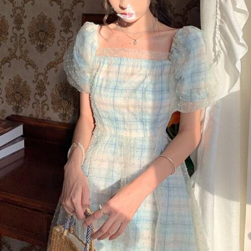 Elegant Fairy Long Dress Women Sweet Mesh Designer Print Vintage Dress Summer Korean Chiffon Evening Party Dresses 2021 Wedding