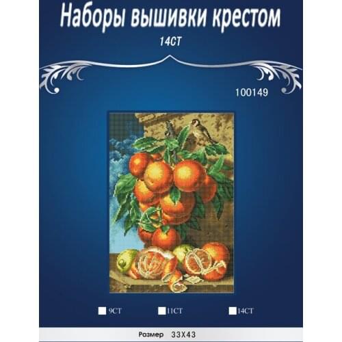 0019 Orange fruit ,Counted Cross Stitch 14CT Cross Stitch Sets Wholesale cartoon Cross-stitch Kits Embroidery Needlework